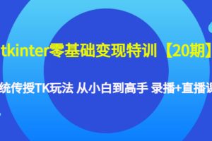 （4551期）tkinter零基础变现特训【20期】系统传授TK玩法 从小白到高手 录播+直播课